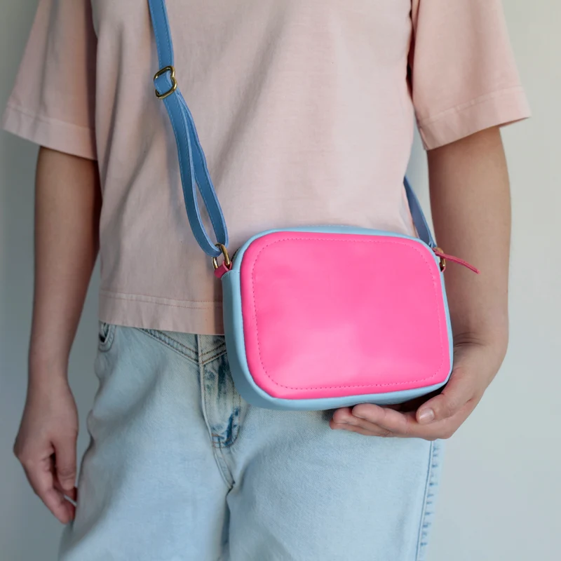 Handtasche ZIP S Himmelblau / Pink / Aprikose / Hellblau