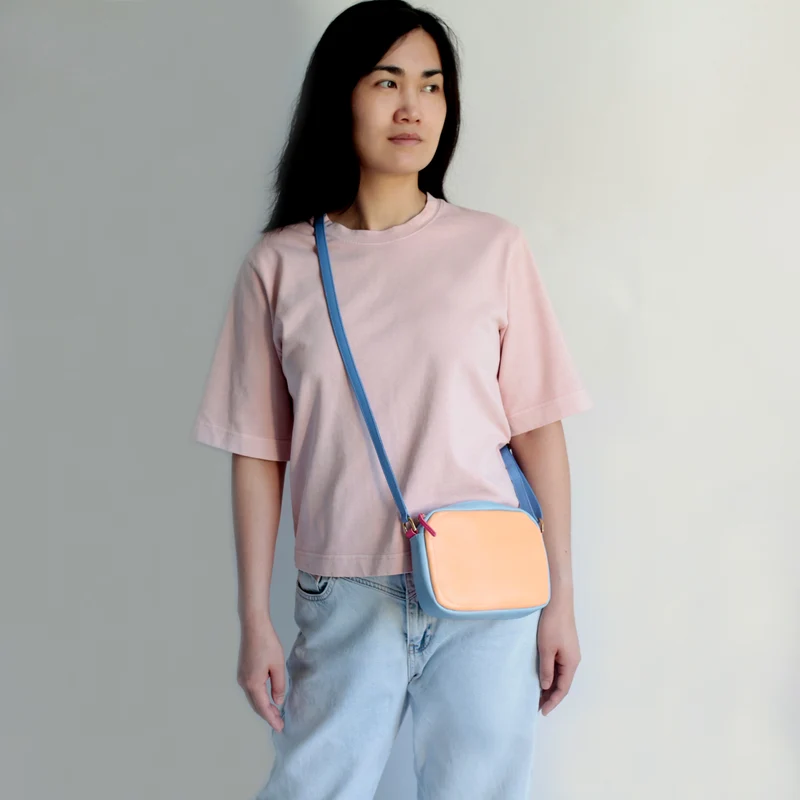 Handtasche ZIP S Himmelblau / Pink / Aprikose / Hellblau