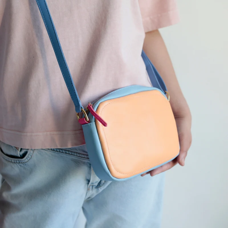 Handtasche ZIP S Himmelblau / Pink / Aprikose / Hellblau