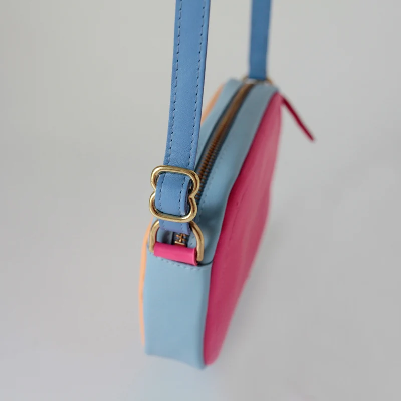 Handtasche ZIP S Himmelblau / Pink / Aprikose / Hellblau