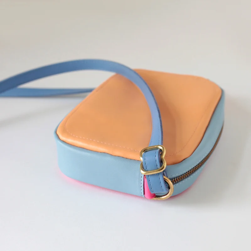 Handtasche ZIP S Himmelblau / Pink / Aprikose / Hellblau