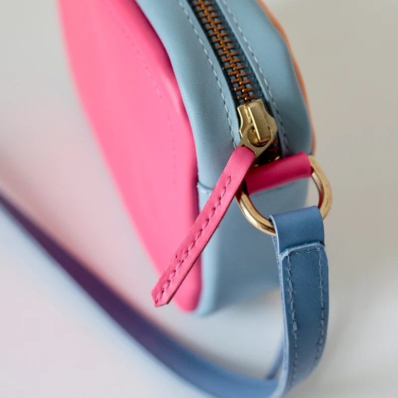 Handtasche ZIP S Himmelblau / Pink / Aprikose / Hellblau