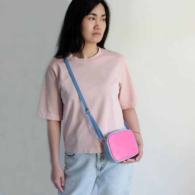 Handtasche ZIP S Himmelblau / Pink / Aprikose / Hellblau