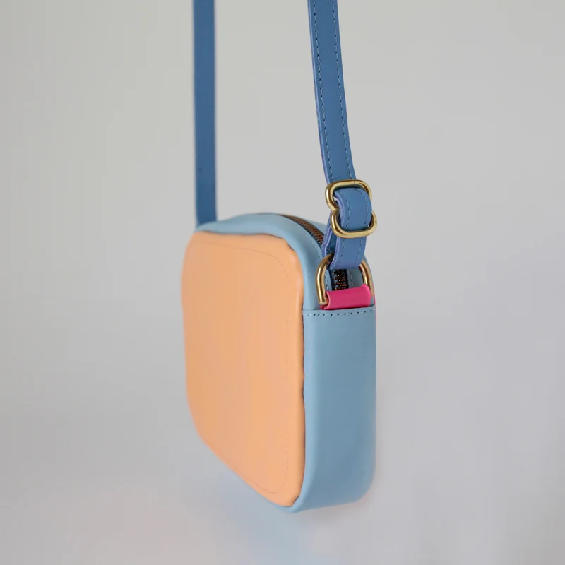 Handtasche ZIP S Himmelblau / Pink / Aprikose / Hellblau
