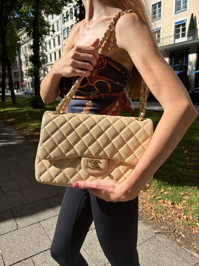 Chanel Classic Jumbo Double Flap Lamb Beige 2011