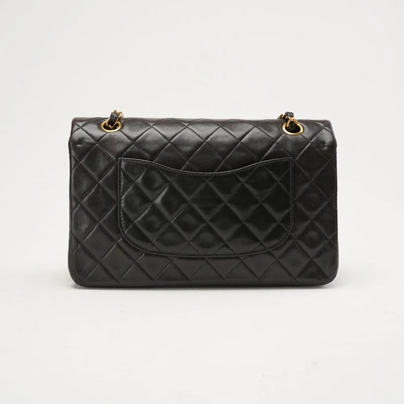 Chanel Vintage Medium Classic Double Flap Leder Schwarz 1999