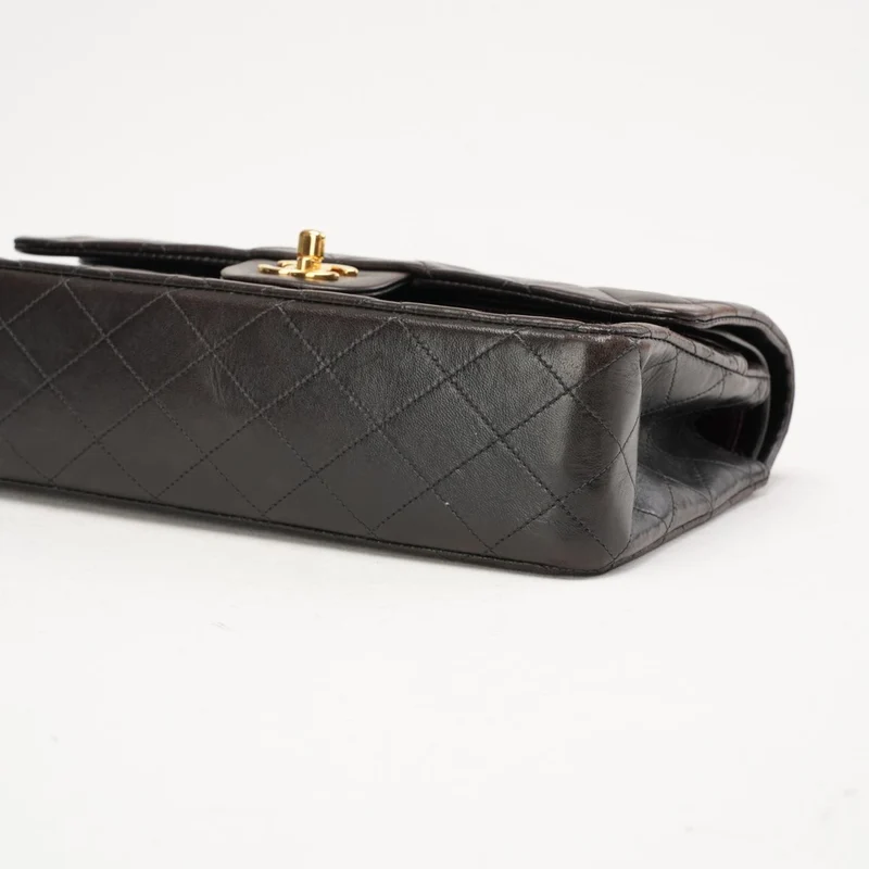 Chanel Vintage Medium Classic Double Flap Leder Schwarz 1999