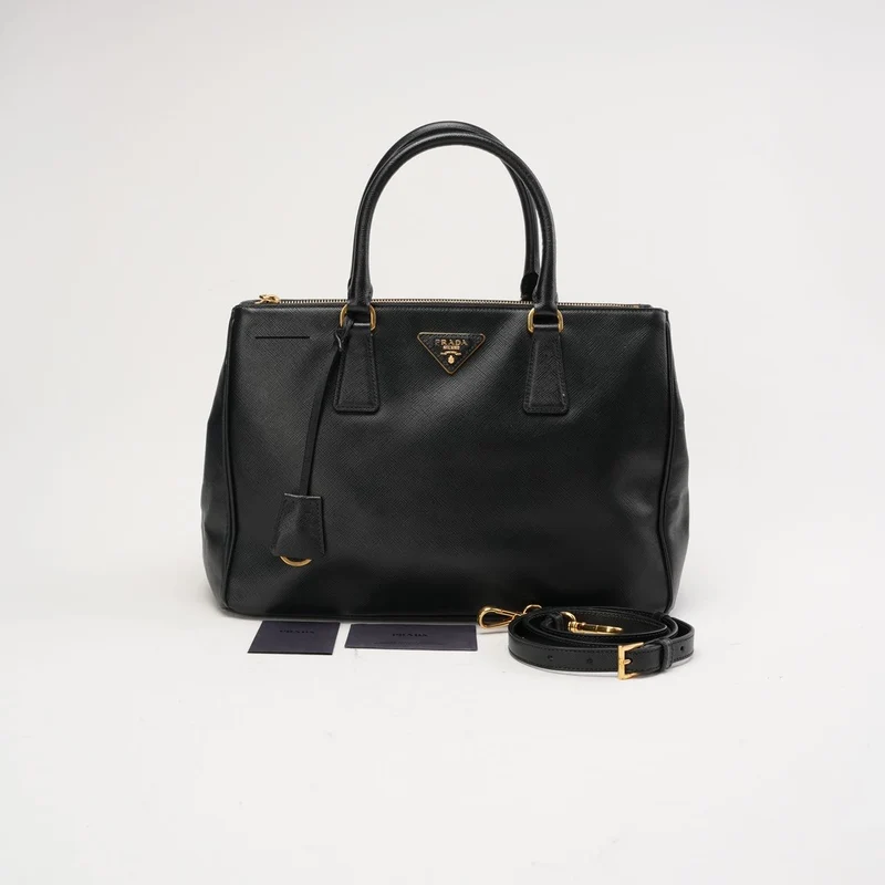 Prada Saffiano Medium Galleria Zip Tote Leder Schwarz