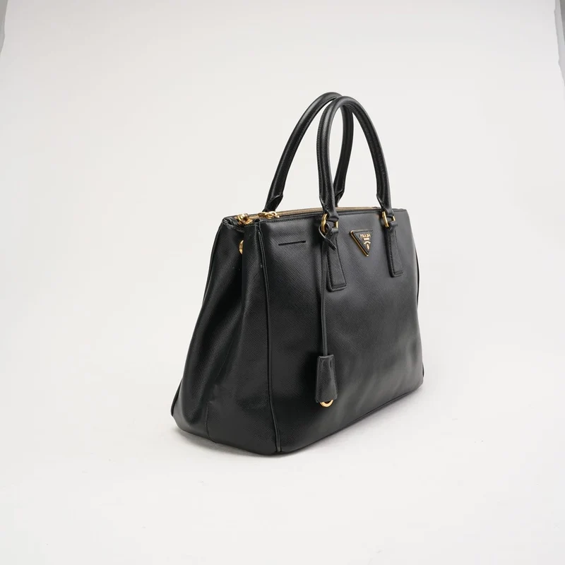 Prada Saffiano Medium Galleria Zip Tote Leder Schwarz