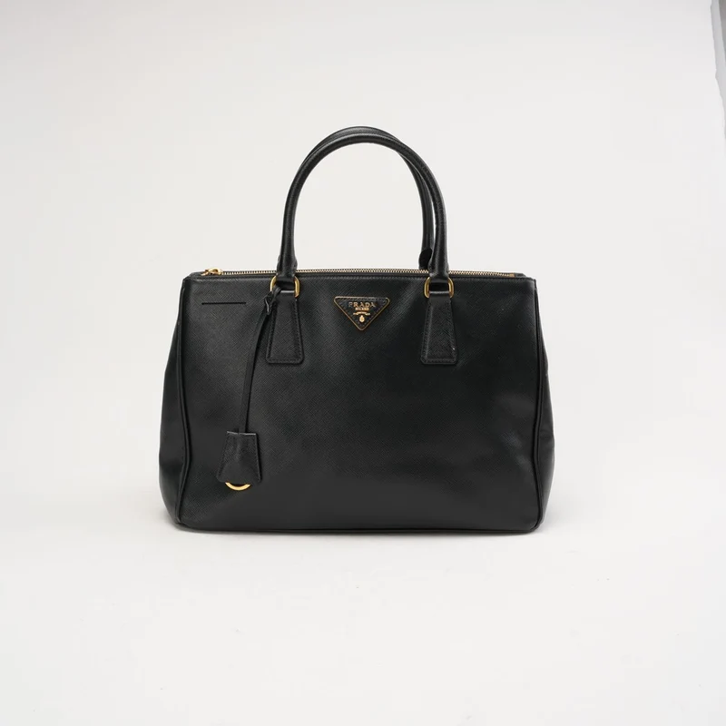 Prada Saffiano Medium Galleria Zip Tote Leder Schwarz