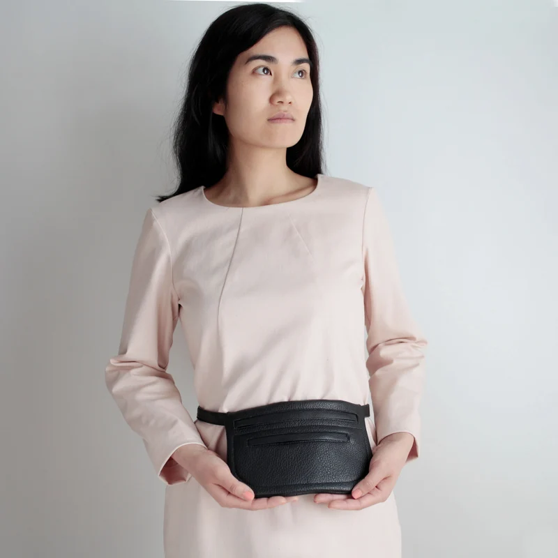 Flache Gürteltasche DOPPELZIP Schwarz