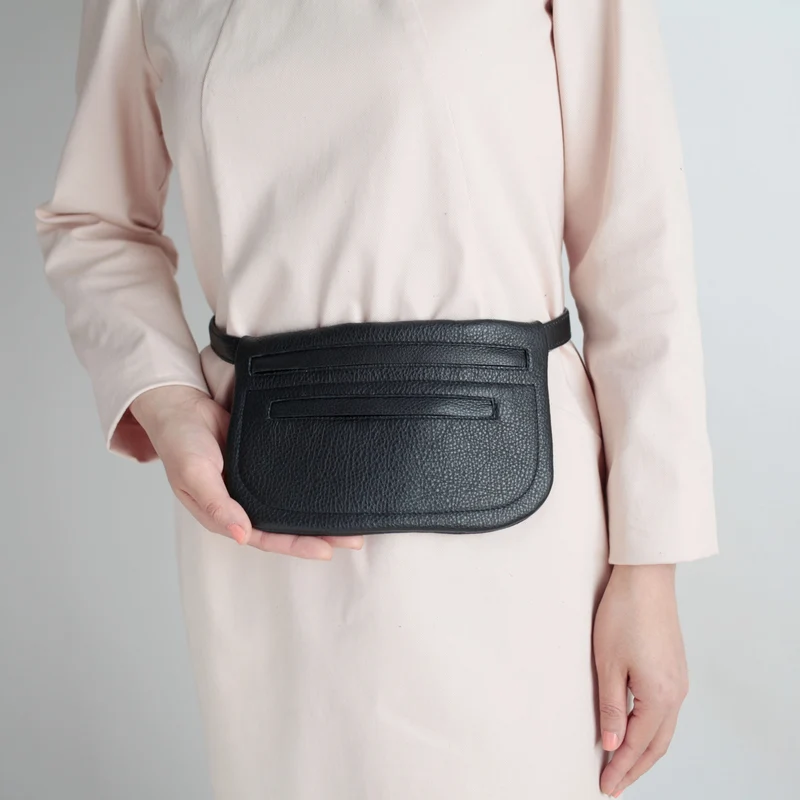 Flache Gürteltasche DOPPELZIP Schwarz