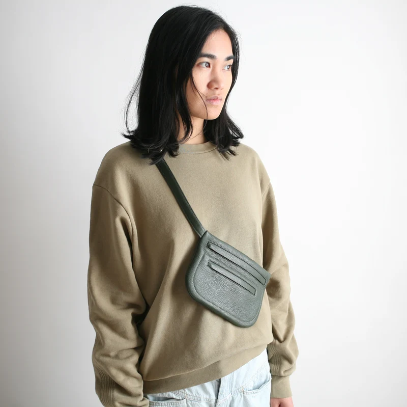 Flache Gürteltasche DOPPELZIP Lodengrün
