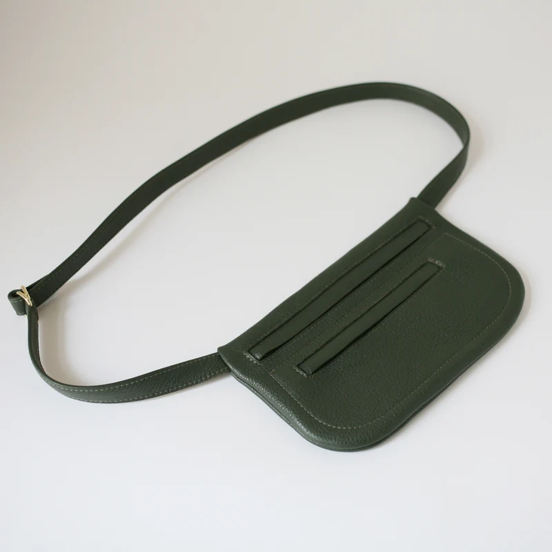 Flache Gürteltasche DOPPELZIP Lodengrün