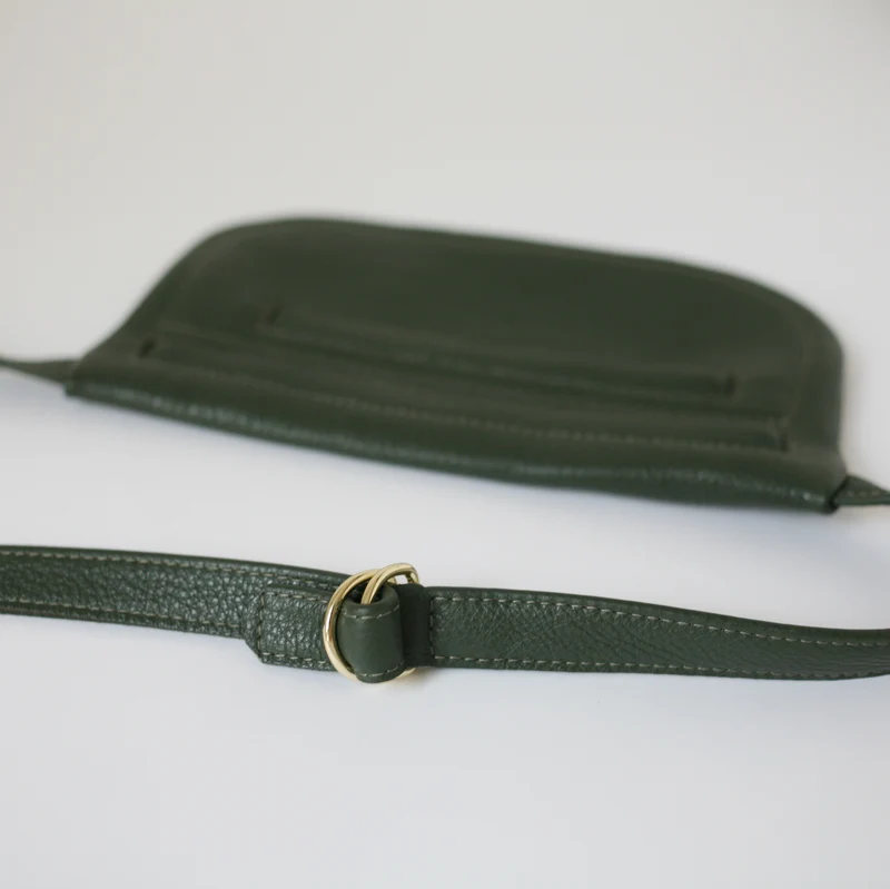 Flache Gürteltasche DOPPELZIP Lodengrün