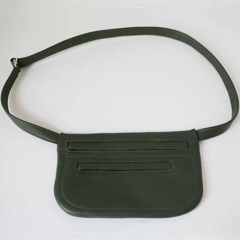Flache Gürteltasche DOPPELZIP Lodengrün