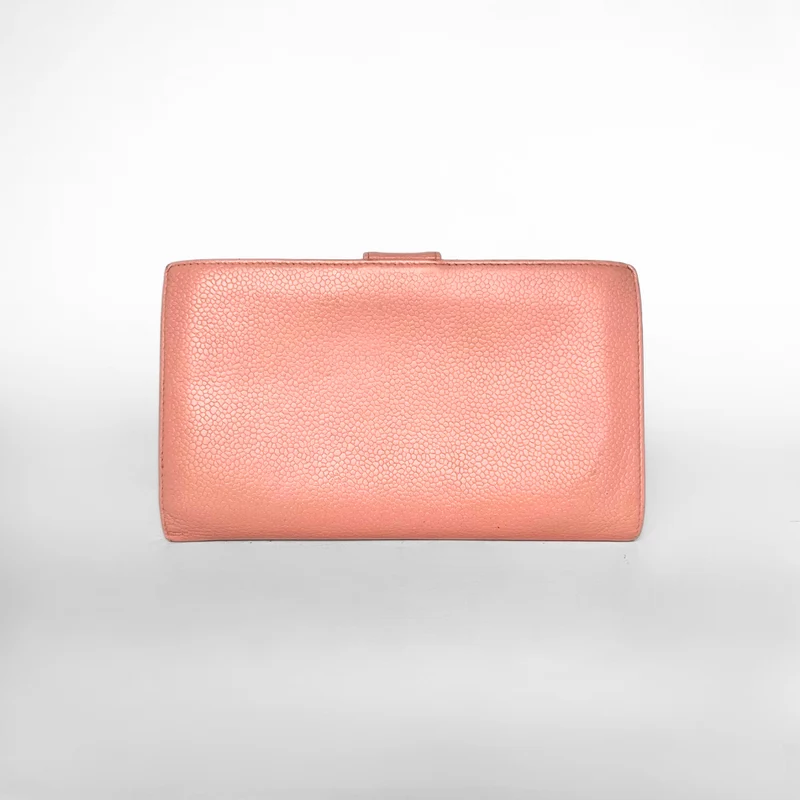 Chanel Caviar CC French Long Wallet in Pink