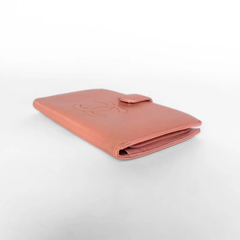 Chanel Caviar CC French Long Wallet in Pink