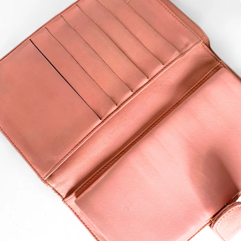Chanel Caviar CC French Long Wallet in Pink