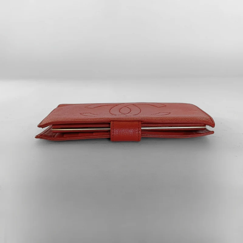 Chanel Caviar CC French Long Wallet in Rot