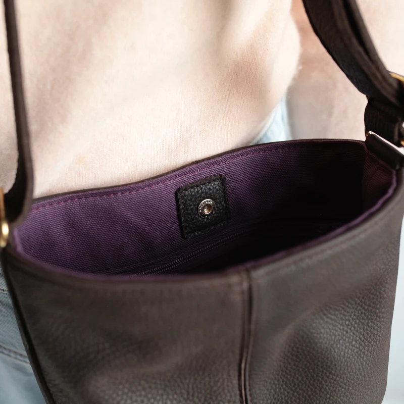Bucket Bag Upcycling Leder Schokolade