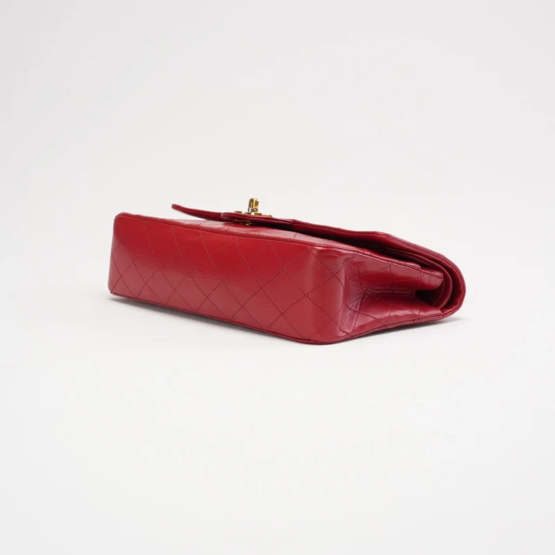 Chanel Vintage Red Classic Double Flap Bag 1988