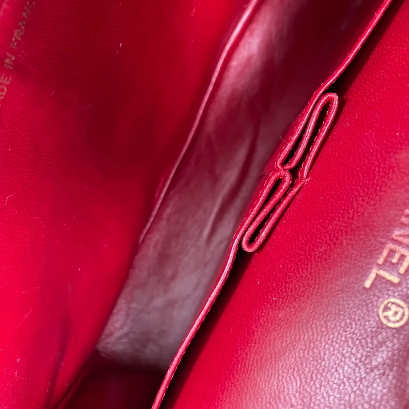 Chanel Vintage Red Classic Double Flap Bag 1988