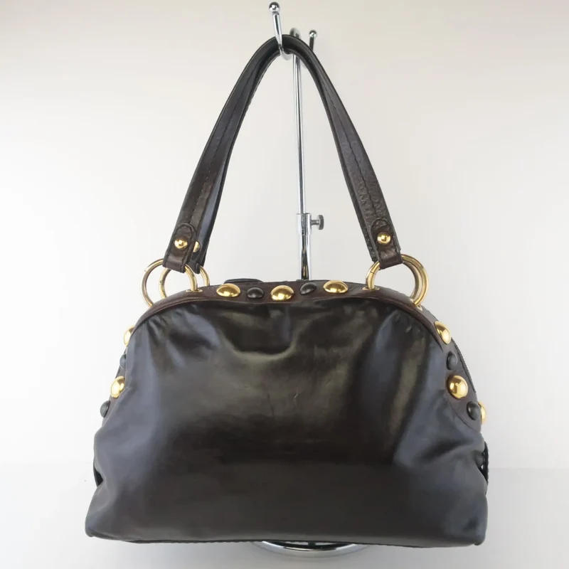Gucci Black Leather Babouska Heart Dome Medium Satchel Bag