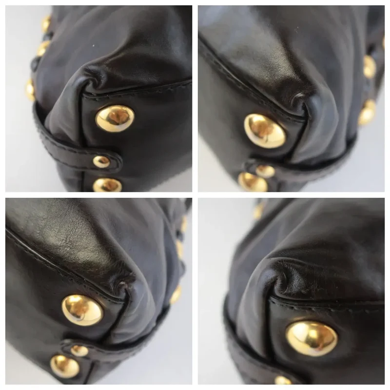 Gucci Black Leather Babouska Heart Dome Medium Satchel Bag