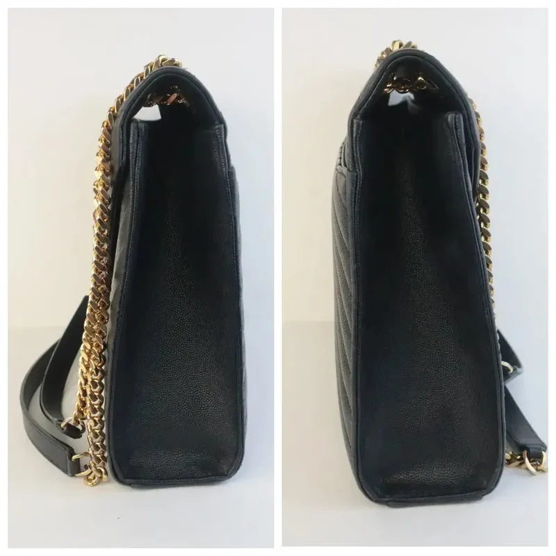 YSL Saint-Laurent Black Caviar Large Envelope Bag