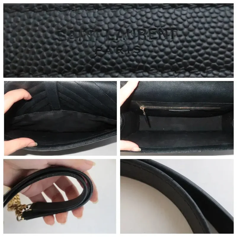 YSL Saint-Laurent Black Caviar Large Envelope Bag
