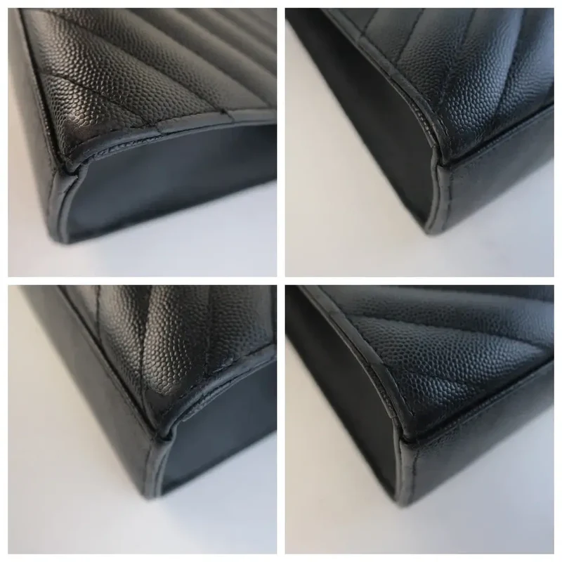 YSL Saint-Laurent Black Caviar Large Envelope Bag