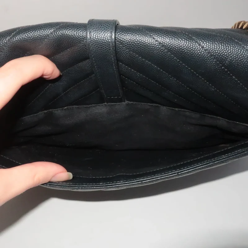 YSL Saint-Laurent Black Caviar Large Envelope Bag