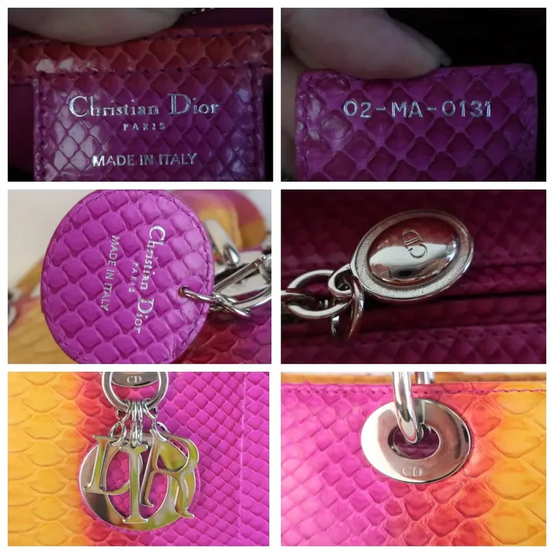 Dior Limited Edition Pink Python Lady Dior Large Shoulder Bag