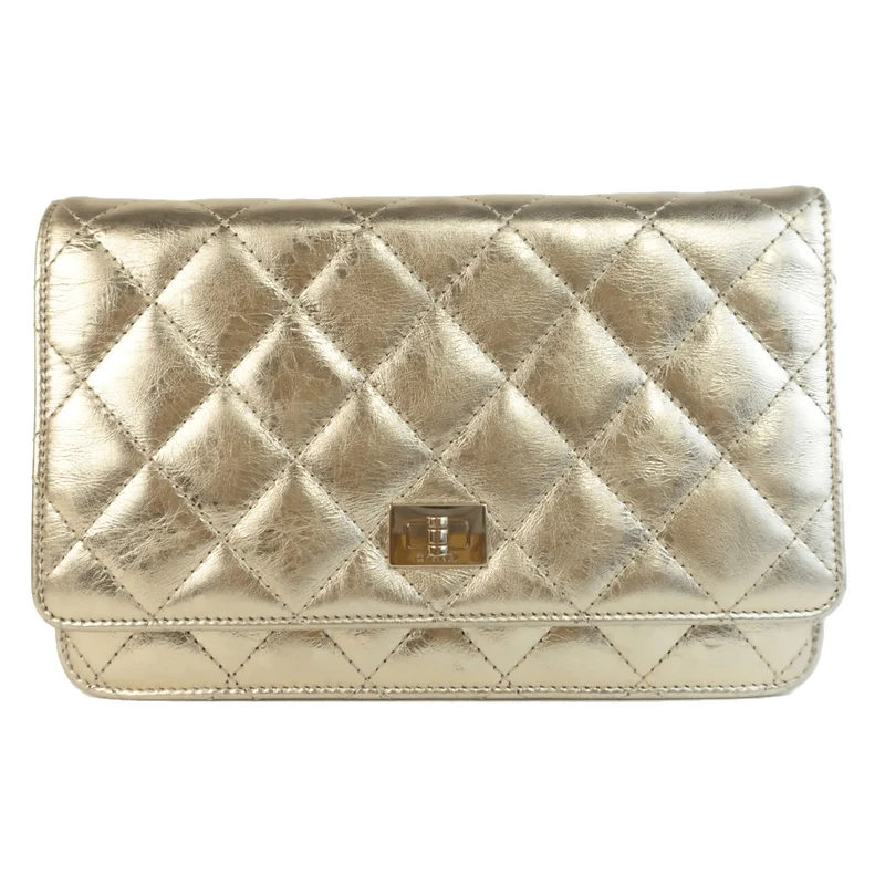 Chanel Aged Calfskin Metallic Gold 2.55 Wallet On Chain (WOC)