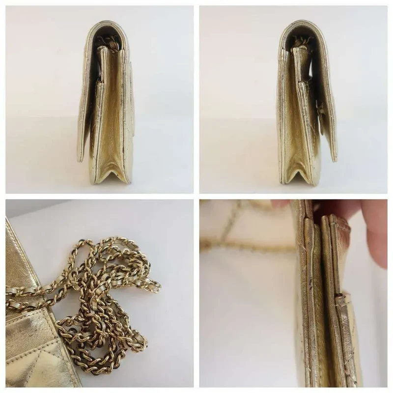 Chanel Aged Calfskin Metallic Gold 2.55 Wallet On Chain (WOC)