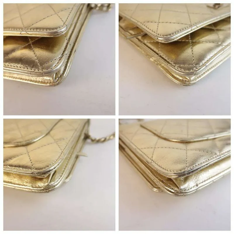 Chanel Aged Calfskin Metallic Gold 2.55 Wallet On Chain (WOC)