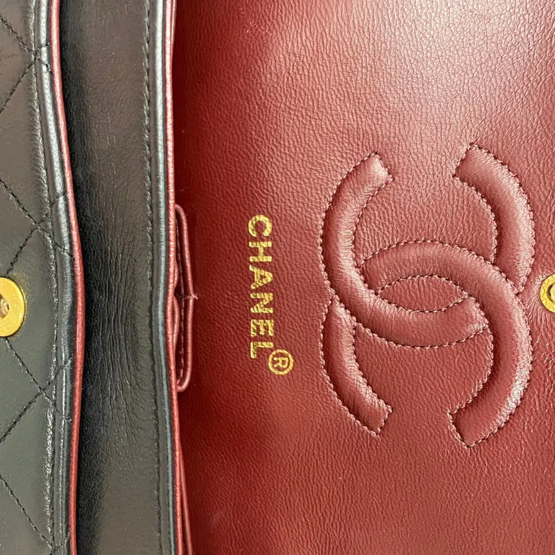 Chanel Vintage Timeless Small Double Flap Lamb Black 1991