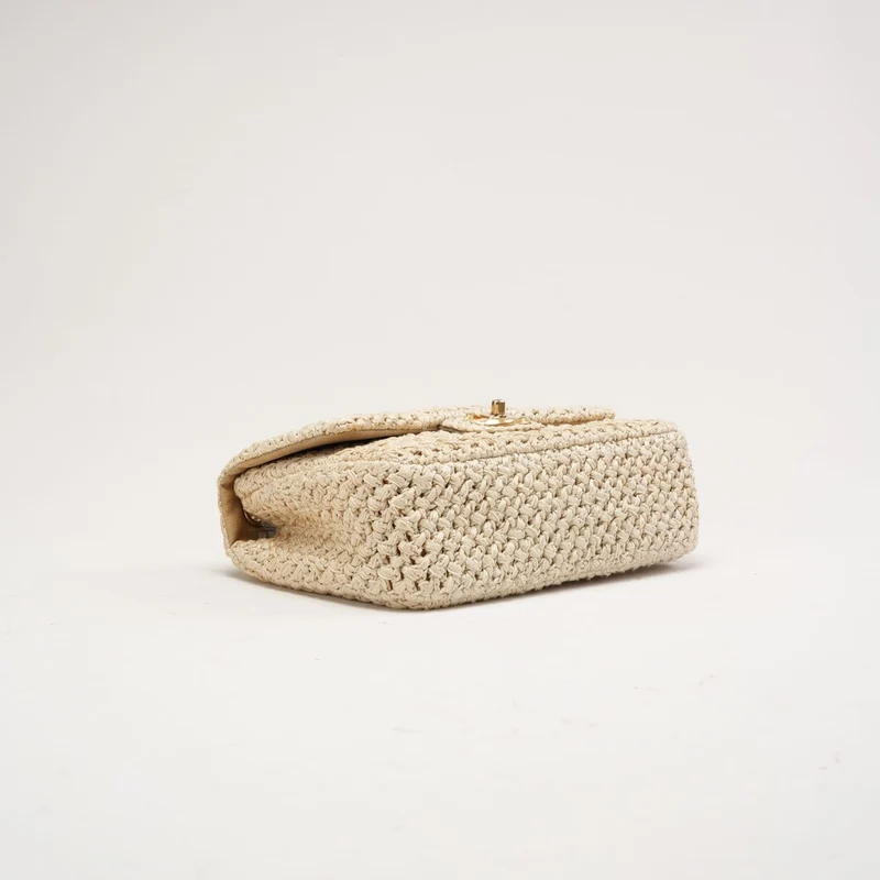 Chanel Raffia Crochet Ancient Greece Medium Flap Beige 2018