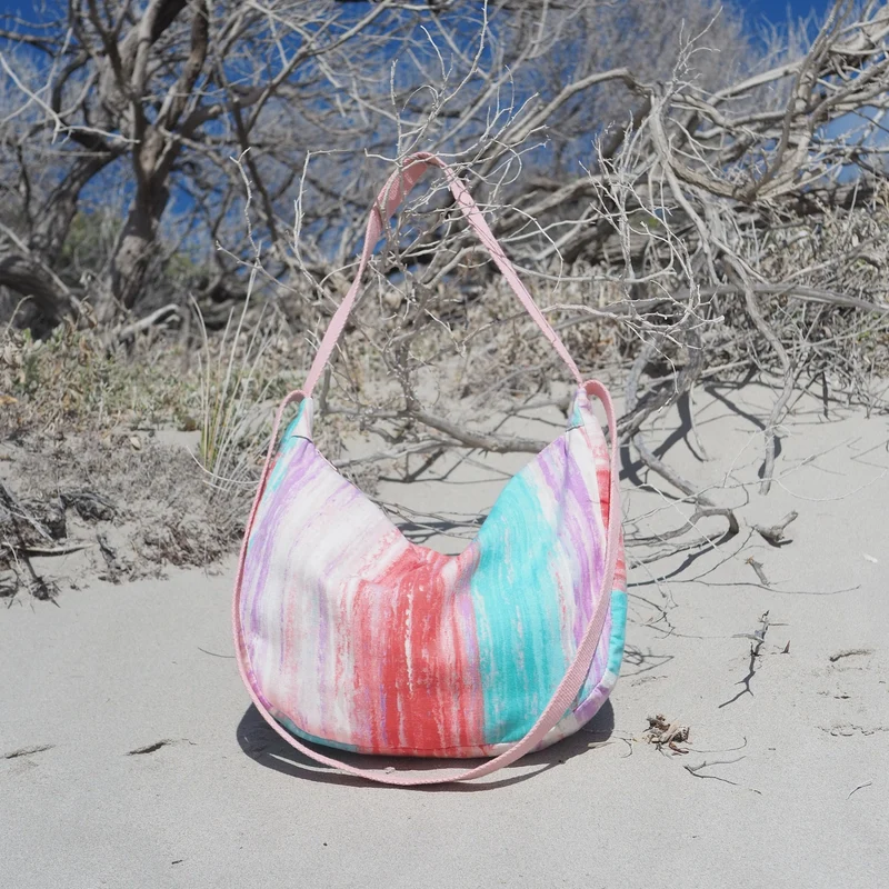 Upcycling Schultertasche POUCH Bunt / Rosa