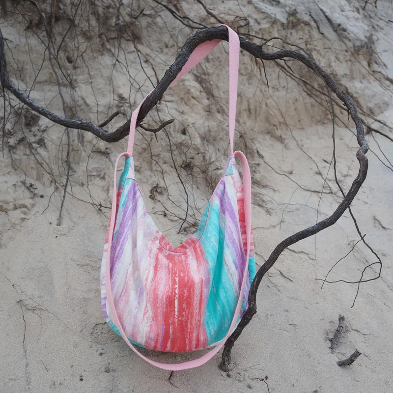 Upcycling Schultertasche POUCH Bunt / Rosa