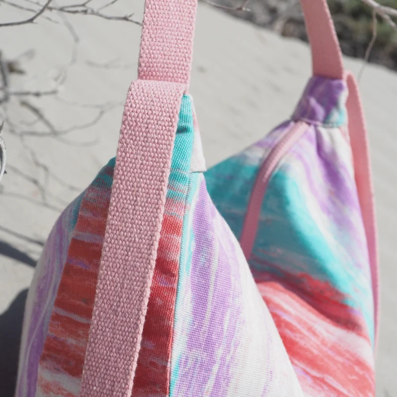Upcycling Schultertasche POUCH Bunt / Rosa