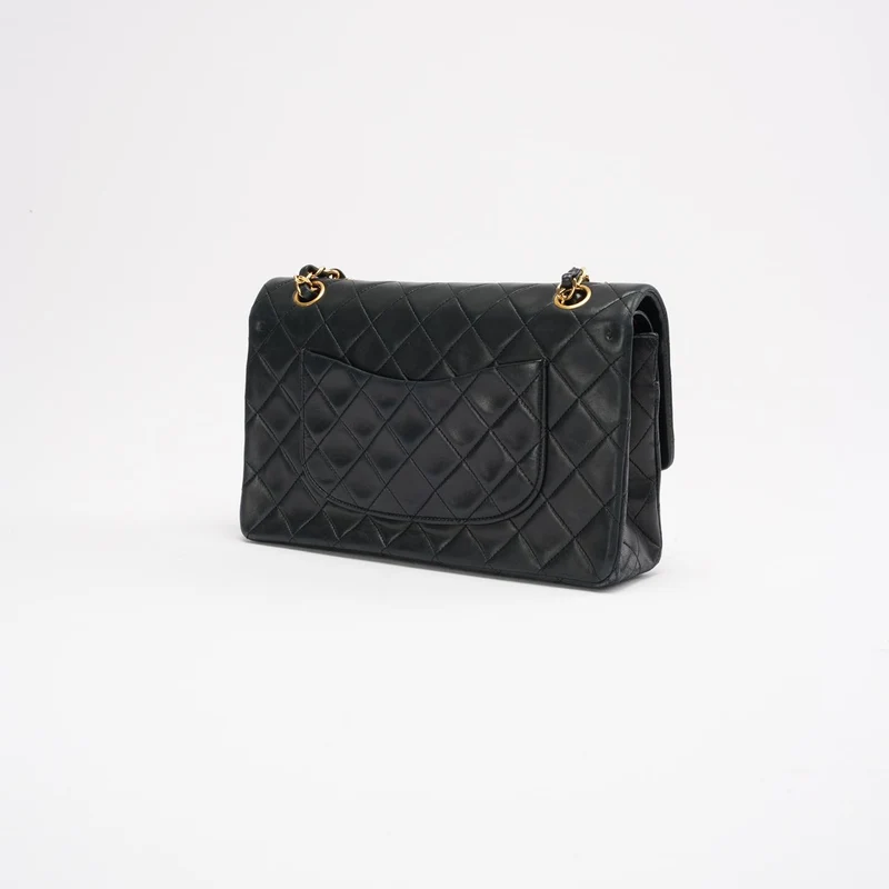 Chanel Vintage Schwarze Klassische Doppelflap-Tasche 1991