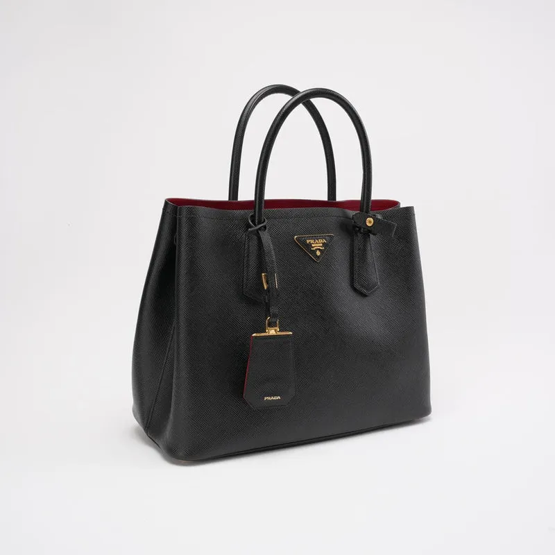 Prada Medium Black / Red Double Tote Bag