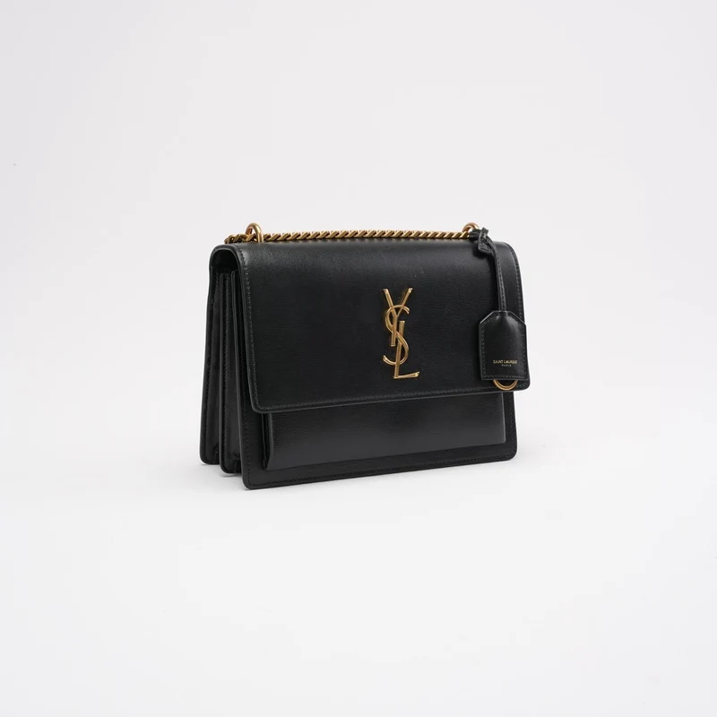 Saint Laurent Schwarzes Kalbsleder Medium Monogram Sunset 2019
