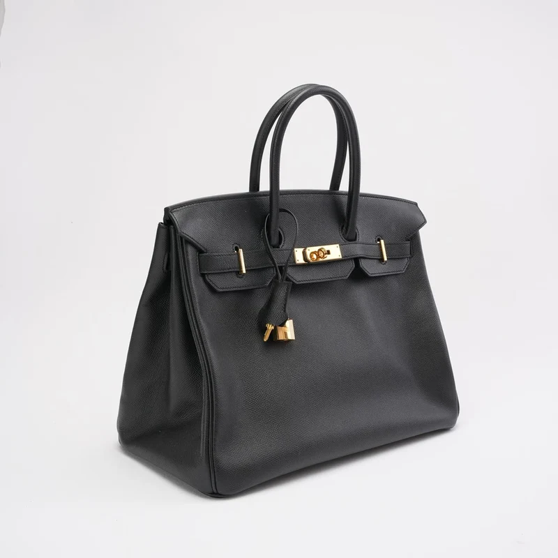 Hermès Birkin 35, schwarzes Epsom-Leder mit goldfarbenen Beschlägen, 2016