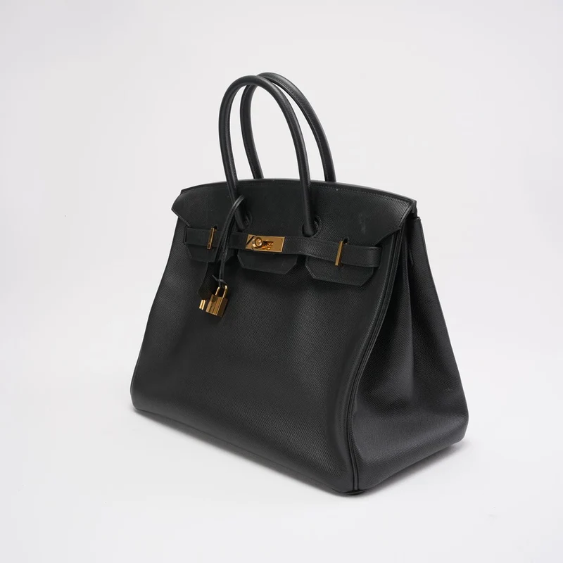 Hermès Birkin 35, schwarzes Epsom-Leder mit goldfarbenen Beschlägen, 2016