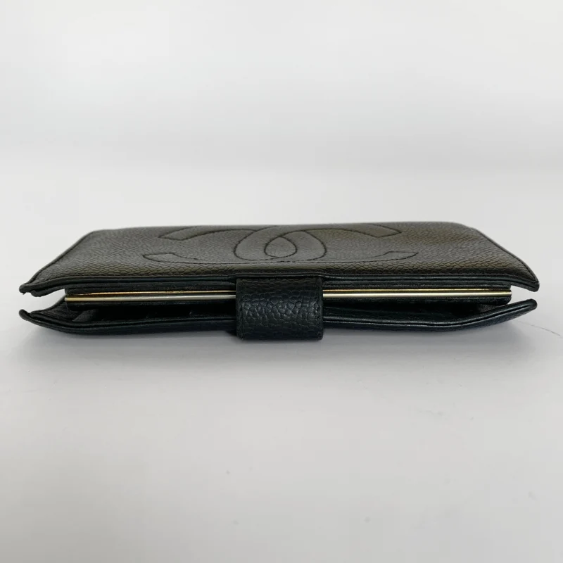 Chanel Caviar CC French Long Wallet in Schwarz