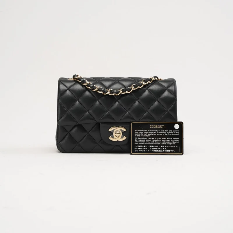 Chanel Classic Mini Rechteckige Klappe Lammleder Schwarz 2017