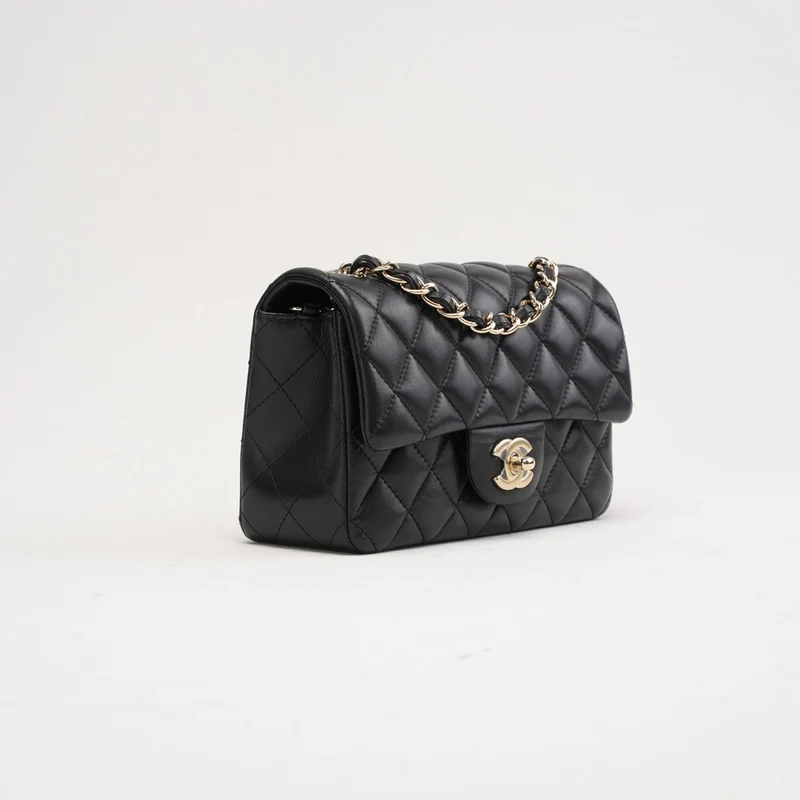 Chanel Classic Mini Rechteckige Klappe Lammleder Schwarz 2017
